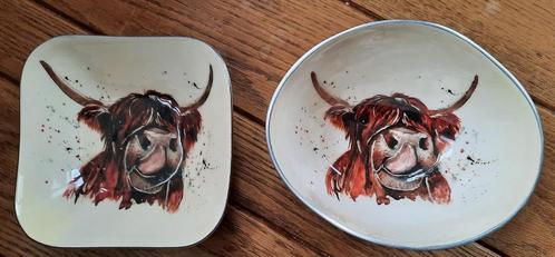 Art kommen met Schotse Hooglanders, Huis en Inrichting, Keuken | Servies, Zo goed als nieuw, Kom(men), Overige stijlen, Overige materialen