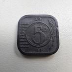 Zinken 5 Cent 1941 - Vierkant, Postzegels en Munten, Munten | Nederland, Ophalen of Verzenden, Koningin Wilhelmina, 5 cent, Losse munt