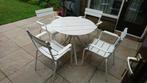 Luxe & lichte Fermob tuinset: vier fauteuils + ronde tafel, Ophalen, Zo goed als nieuw, Aluminium, Stapelbaar