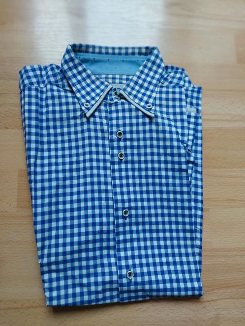 Stanley&Morgan overhemd wit/wit geblokt. T.e.a.b. Maat M, Kleding | Heren, Overhemden, Gedragen, Blauw, Ophalen of Verzenden