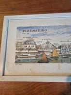 Aquarel op lithografie JL Volders 246/300 Paramaribo, Antiek en Kunst, Ophalen
