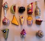 Gekleurde glazen kerstballen Cupcakes, ijsje, taart, etc., Diversen, Kerst, Ophalen of Verzenden, Zo goed als nieuw