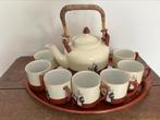 Vintage Droste servies: dienblad, pot en 7 kopjes, Antiek en Kunst, Antiek | Servies los, Ophalen of Verzenden