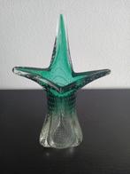Murano Style Vaas - Kristal, Groen, Bubbel Design, Antiek en Kunst, Ophalen of Verzenden
