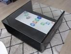 Zwarte salontafel met glasplaat en witte plank, Ophalen, Scandinavisch design, Gebruikt, 50 tot 100 cm