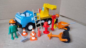 Playmobil set Wegenbouw 2 poppetjes, vrachtauto accessoires beschikbaar voor biedingen