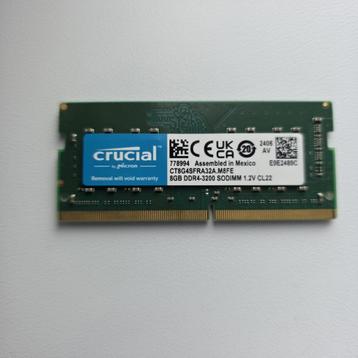 Crucial 8GB 3200MHz DDR4 SODIMM (1x8GB) beschikbaar voor biedingen
