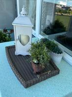 Rustieke hout met glas wit geverfde lantaarn, Ophalen of Verzenden, Gebruikt, Wit, Hout