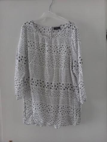 Tuniek Blouse Wit Zwarte Sterren Maat 42 beschikbaar voor biedingen