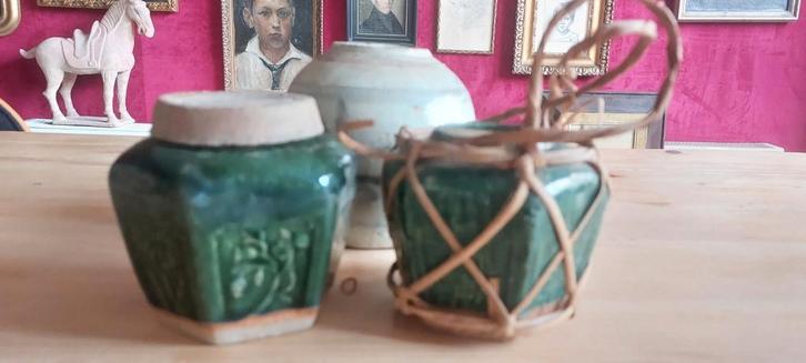 3 Chinese gemberpotten, 19e eeuw, keramiek, Antiek en Kunst, Antiek | Keramiek en Aardewerk, Ophalen of Verzenden