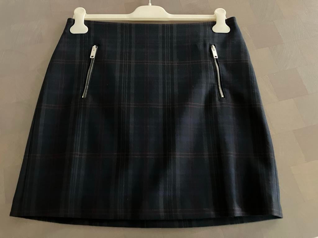 Geruite mini-rok met ritsen - Maat 38 - Esprit, Maat 38/40 (M), Blauw, Ophalen of Verzenden, Zo goed als nieuw