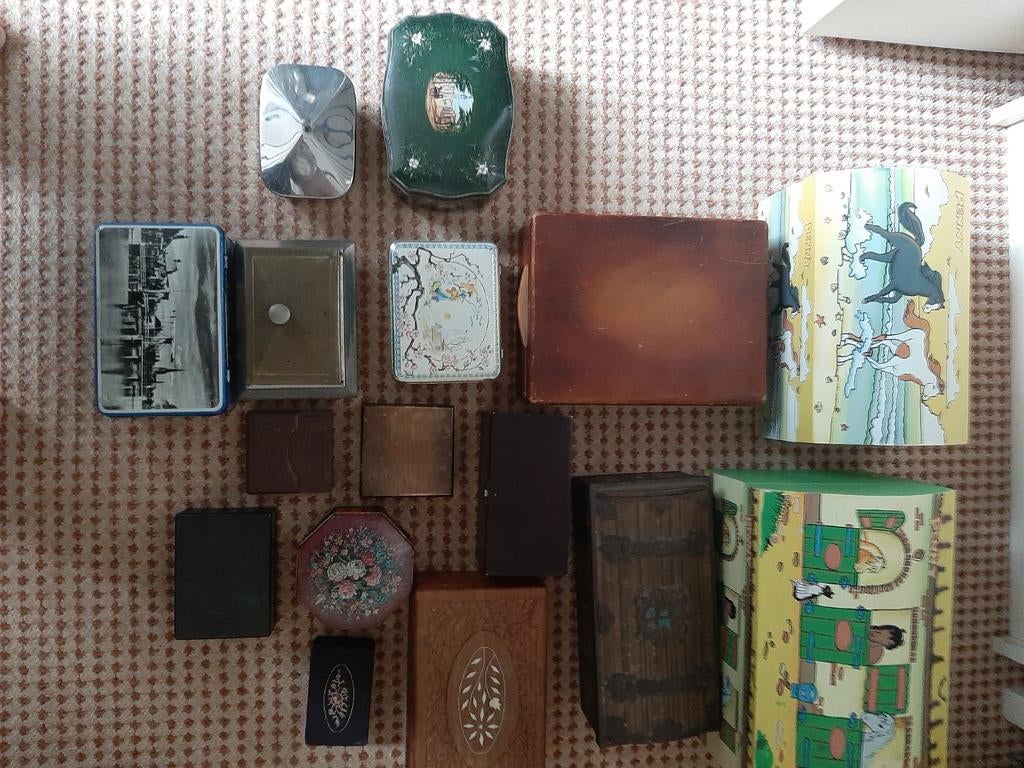 Vintage kistjes doosjes blikjes  etc 16 stuks, Antiek en Kunst, Ophalen of Verzenden