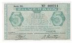 5 gulden zilverbon 16 oktober 1944 UNC, Postzegels en Munten, Bankbiljetten | Nederland, Ophalen of Verzenden, 5 gulden, Los biljet