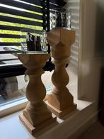 2 eiken houten gedraaide kandelaren, Huis en Inrichting, Ophalen, Zo goed als nieuw, Kandelaar, Hout