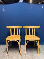 Vintage licht houten cafe/keuken stoeltjes Prijs per stuk, Huis en Inrichting, Stoelen, Twee, Gebruikt, Vintage, Bruin