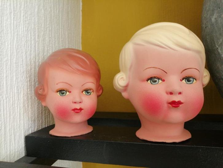 Oude antieke poppenhoofd pop hoofd kop kopje, Verzamelen, Poppen, Zo goed als nieuw, Pop, Ophalen of Verzenden