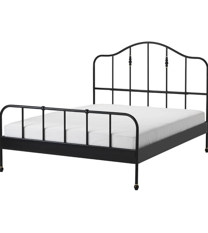 Ikea SAGSTUA bedframe - Zwart metalen bed, Huis en Inrichting, Slaapkamer | Bedden, Gebruikt, Tweepersoons, 140 cm, 200 cm, Metaal
