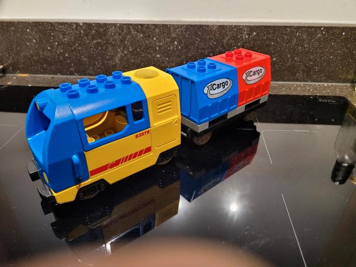 Duplo locomotief "vracht" blauw met wagon, met garantie, Kinderen en Baby's, Speelgoed | Duplo en Lego, Gebruikt, Duplo, Ophalen of Verzenden