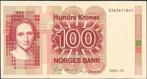 Noorwegen 100 kroner 1989 XF p.43d (#37), Postzegels en Munten, Bankbiljetten | Europa | Niet-Eurobiljetten, Los biljet, Overige landen