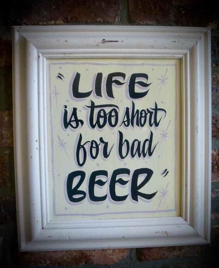 Handgeschilderd tekstbord / schilderij / bier / mancave, Huis en Inrichting, Woonaccessoires | Tekstborden en Spreuken, Nieuw