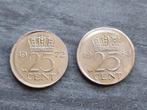 2x 25 cent juliana misslag, Postzegels en Munten, Munten | Nederland, Ophalen of Verzenden, Koningin Juliana, 25 cent
