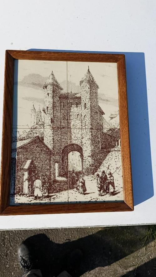 Vierdelig tegeltableau Helpoort Maastricht, Antiek en Kunst, Antiek | Wandborden en Tegels, Ophalen of Verzenden