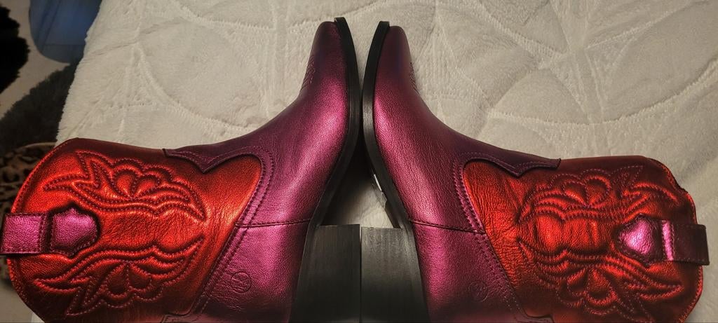 Leren cowboy laarzen, Ophalen of Verzenden, Zo goed als nieuw, Rood, Hoge laarzen