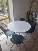 Ronde eettafel met 4 stoelen, Huis en Inrichting, Tafels | Eettafels, Ophalen, Gebruikt, Rond, 100 tot 150 cm