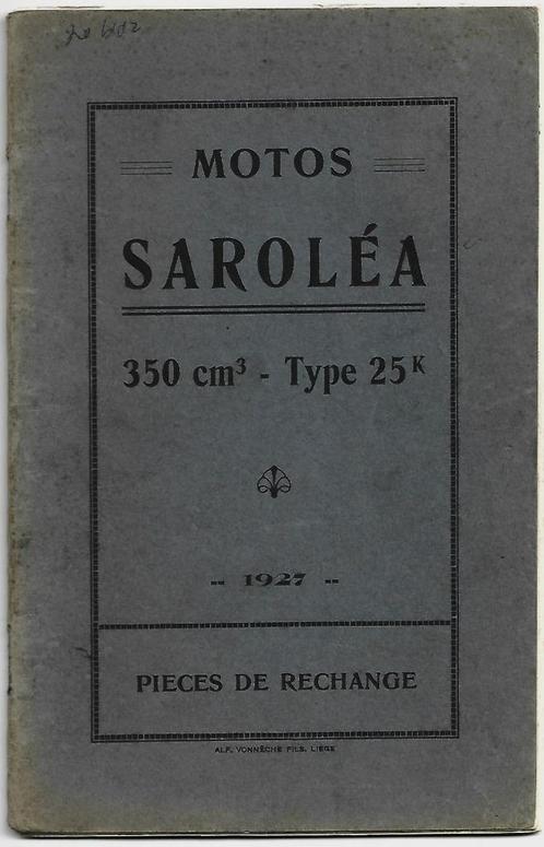 Sarolea type 25 K 350 cc pieces de rechange onderdelenboek, Motoren, Handleidingen en Instructieboekjes, Overige merken, Verzenden