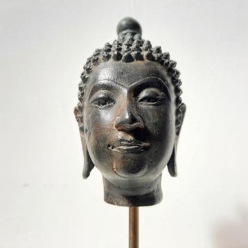 20ste eeuw Antiek Bronzen Thaise Buddha Boeddha Hoofd beschikbaar voor biedingen