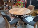 Nieuwe Ronde tafel 100 cm. doorsnede, met zwart metalen poot, Ophalen, 50 tot 100 cm, Rond, Nieuw