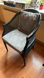 Hout/ rotan fauteuil zwart, Huis en Inrichting, Ophalen, Riet of Rotan, Zwart, Zo goed als nieuw