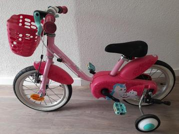 meisjes fiets roze 14 inch met zijwieltjes beschikbaar voor biedingen