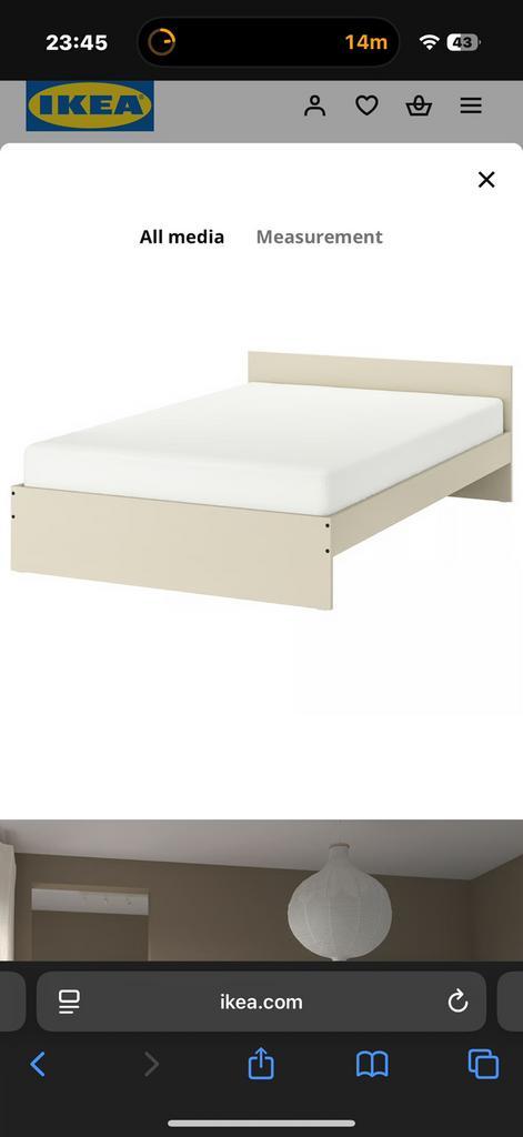 IKEA Gursken bed + lattenbodem + matras + 2 nachtkastjes, Huis en Inrichting, Slaapkamer | Bedden, Zo goed als nieuw, Tweepersoons