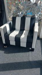 Lederen Loveseat Zwart-Wit, Huis en Inrichting, Ophalen, Gebruikt, 75 tot 100 cm, Modern