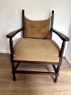 Fauteuil hout met leeuwenkopjes, Ophalen, Hout, Gebruikt, Bruin