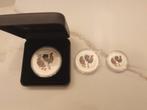 3 x Year of the rooster, 2-1-1/2 oz bieden, Ophalen of Verzenden, Zilver