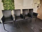 4 Bert Plantagie Arc Design Leren / Lederen Eetkamerstoelen, Huis en Inrichting, Stoelen, Ophalen, Gebruikt, Zwart, Leer