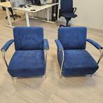 2 x inktblauwe Leolux Scylla fauteuilles, Huis en Inrichting, Ophalen, Gebruikt, 75 tot 100 cm, Metaal