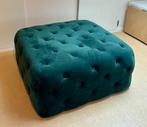 Mooie donkergroene velvet hocker, Huis en Inrichting, Banken | Voetenbanken en Poefen, Ophalen, 75 tot 100 cm, Zo goed als nieuw