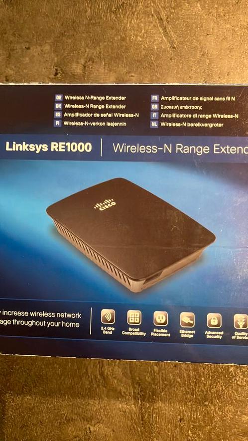 Linksys RE1000 netwerk versterker met UTP/kabelaansluiting, Computers en Software, WiFi-versterkers, Zo goed als nieuw, Ophalen of Verzenden