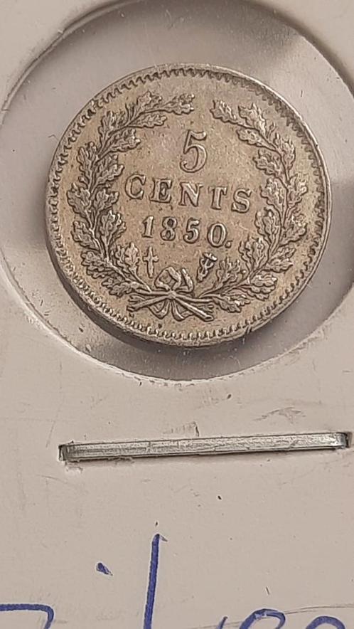 Prachtige Zilveren stuiver 1850 Willem III -3, Postzegels en Munten, Munten | Nederland, 5 cent, Koning Willem III, Ophalen of Verzenden
