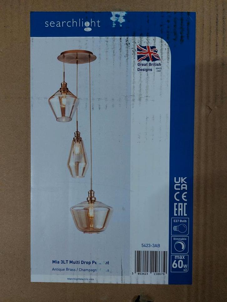 Hanglamp Mia searchlight, Huis en Inrichting, Lampen | Hanglampen, Nieuw, Minder dan 50 cm, Glas, Ophalen of Verzenden