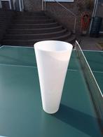 Hoge Witte Glazen Vaas, Wit, Ophalen of Verzenden, Minder dan 50 cm, Glas