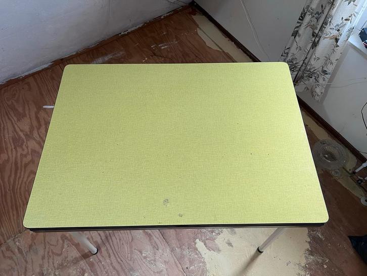 Retro Uitschuifbare werk/eettafel Lichtgroen, Huis en Inrichting, Tafels | Eettafels, Gebruikt, 50 tot 100 cm, tot twee personen