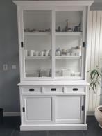 Witte buffetkast met glazen schuifdeuren, Ophalen, Gebruikt, Glas, Landelijk