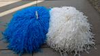Carnaval verkleden cheerleader pompoms blauw wit, Ophalen of Verzenden, Zo goed als nieuw, 110 t/m 116, Meisje