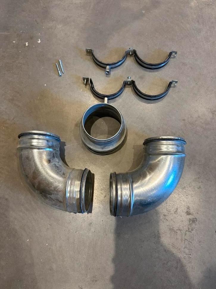Spirobuis toebehoren 125mm/100mm, Doe-het-zelf en Verbouw, Buizen en Afvoer, Zo goed als nieuw, Bochten, Aluminium, Minder dan 2 meter
