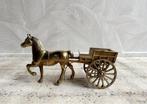 Vintage messing beeld paard en wagen, Ophalen of Verzenden