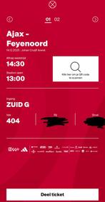2 kaartjes Ajax vs Feyenoord, Tickets en Kaartjes, Twee personen, September